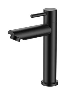 Canilla baño palito negro pico 90º acero inoxidable cierre cerámico Rimontti