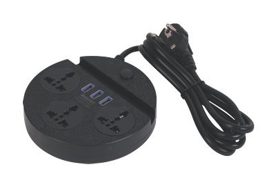 Triple toma universal con 3 puertos USB 2A – cable 2 m