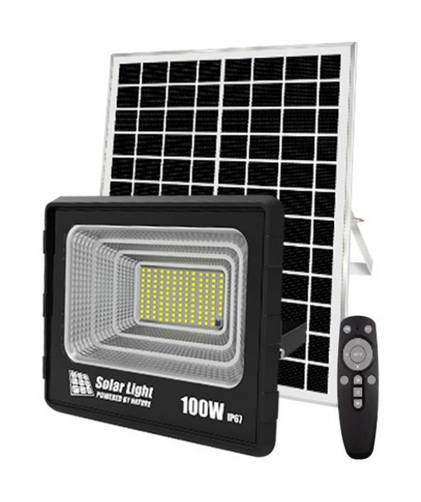 Foco LED exterior con panel solar 100W