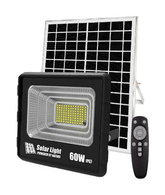 Foco LED exterior con panel solar 60W